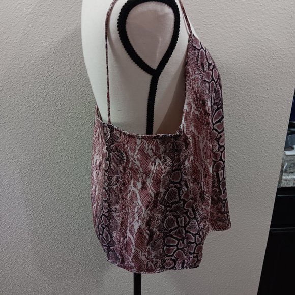 NWOT IRIS Thin Spaghetti Straps Tank Top Snakeskin Print US M - Picture 3 of 5
